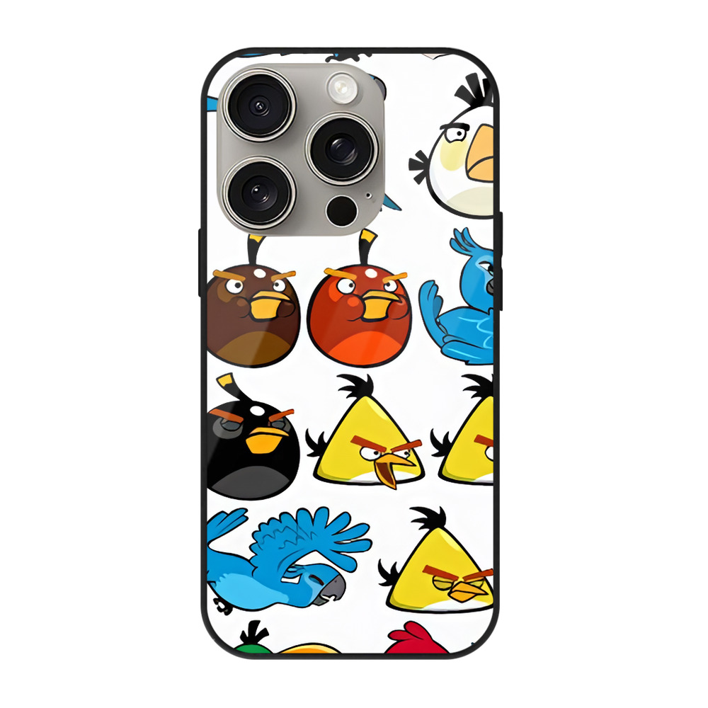 （画像用） Angry Birds アングリーバード 【iPhone15Pro対応】スマホケース 耐衝撃＆黄変防止 背面ガラス