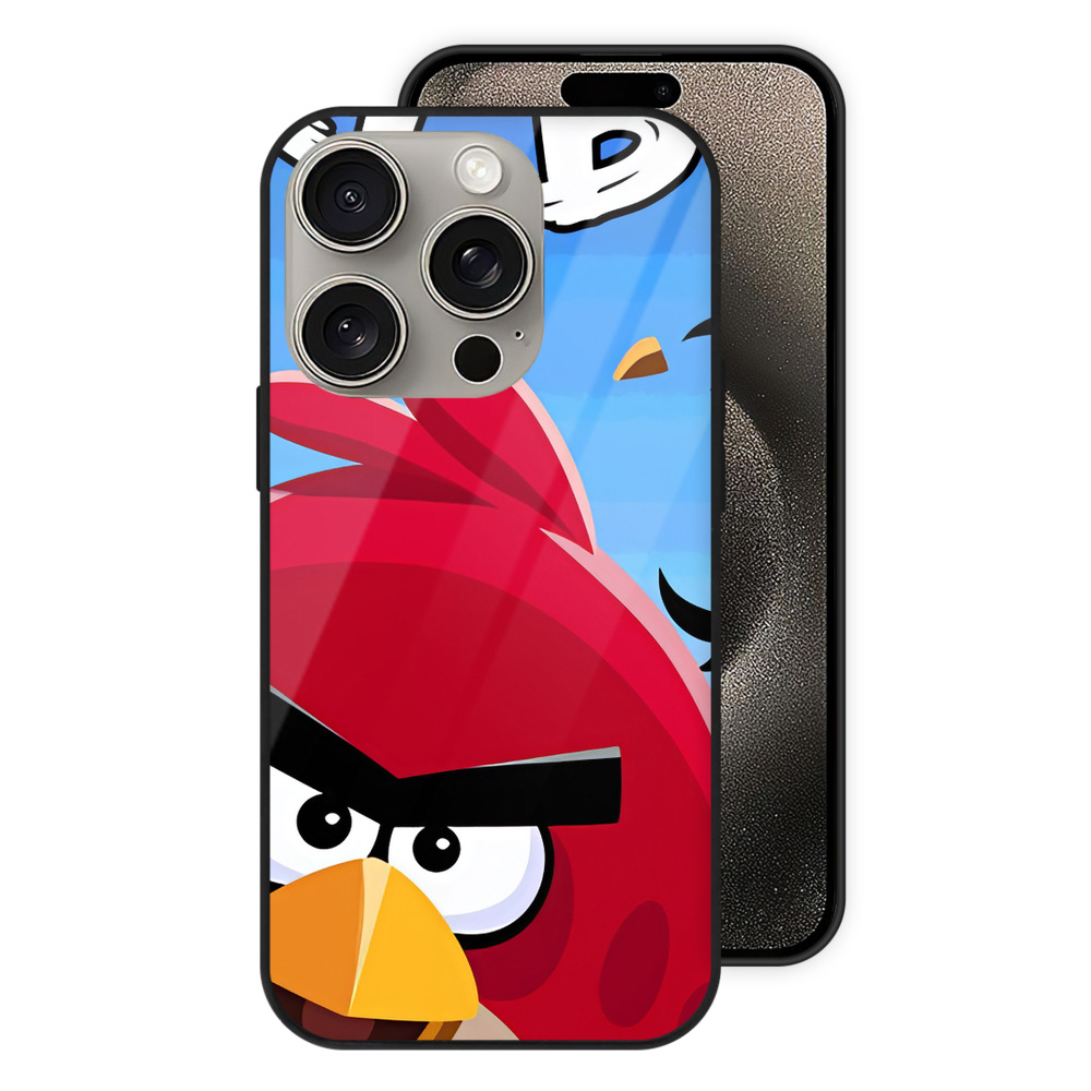 （画像用） Angry Birds アングリーバード 【iPhone15Pro対応】スマホケース 耐衝撃＆黄変防止 背面ガラス