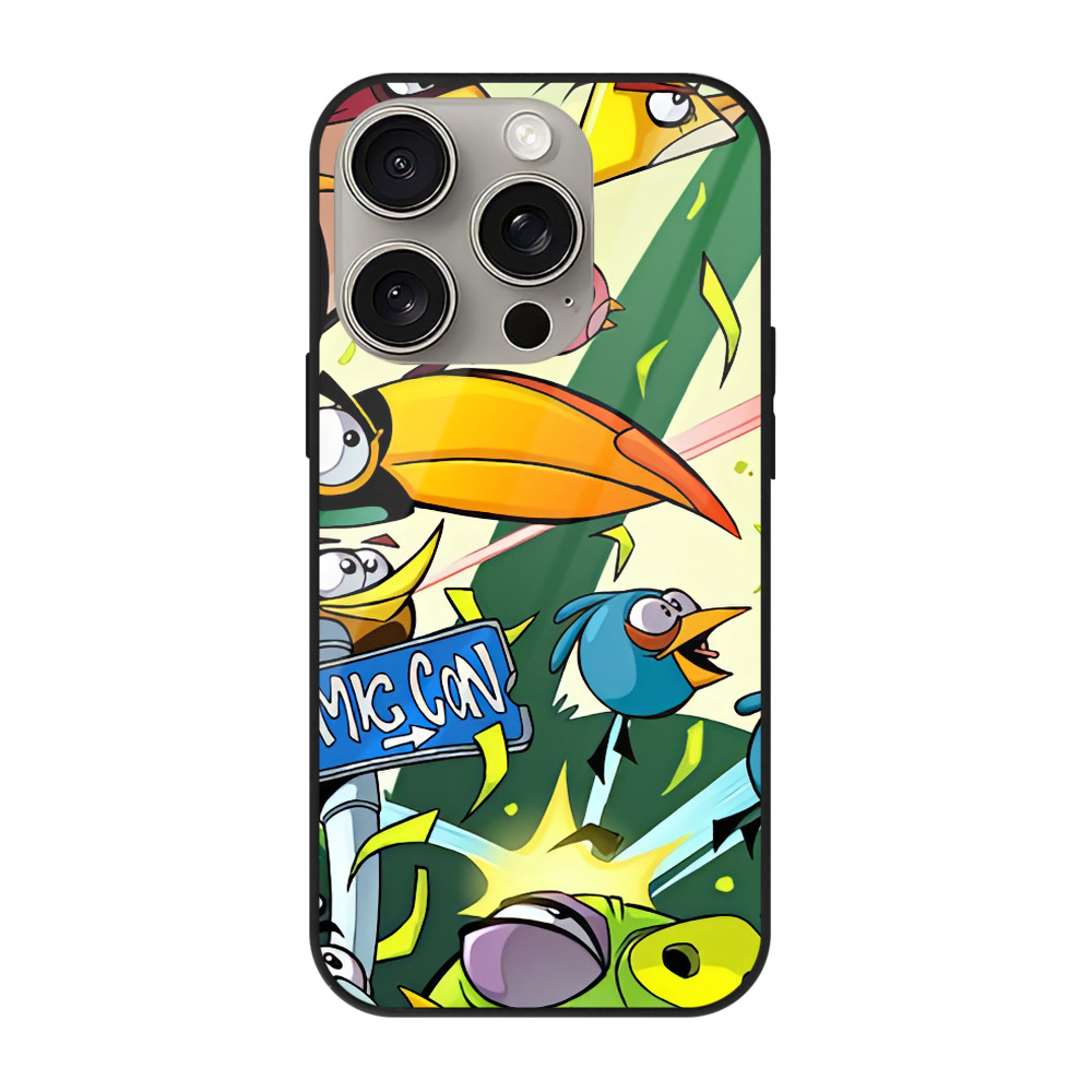 （画像用） Angry Birds アングリーバード 【iPhone15Pro対応】スマホケース 耐衝撃＆黄変防止 背面ガラス