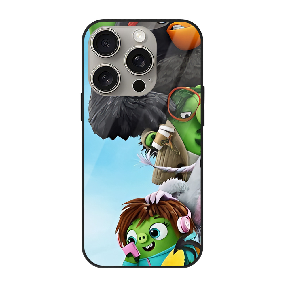 （画像用） Angry Birds アングリーバード 【iPhone15Pro対応】スマホケース 耐衝撃＆黄変防止 背面ガラス