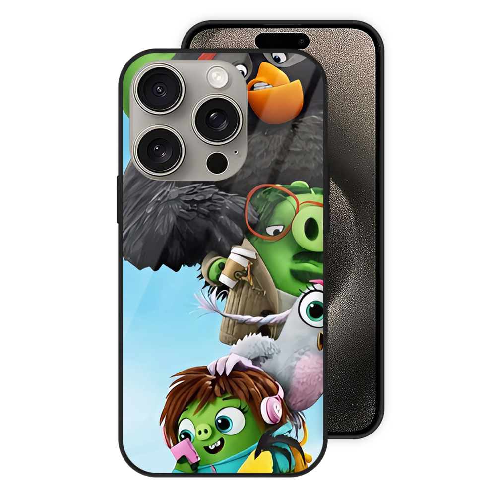 （画像用） Angry Birds アングリーバード 【iPhone15Pro対応】スマホケース 耐衝撃＆黄変防止 背面ガラス