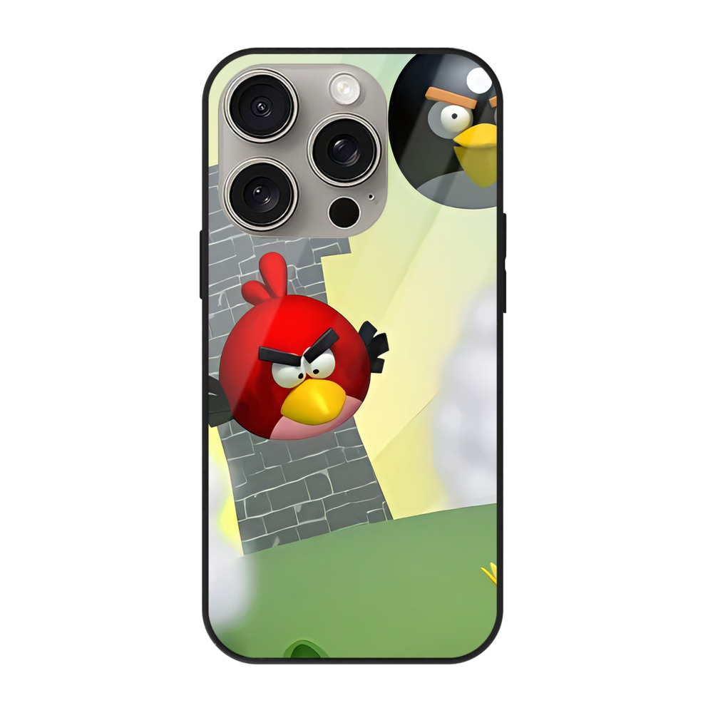 （画像用） Angry Birds アングリーバード 【iPhone15Pro対応】スマホケース 耐衝撃＆黄変防止 背面ガラス