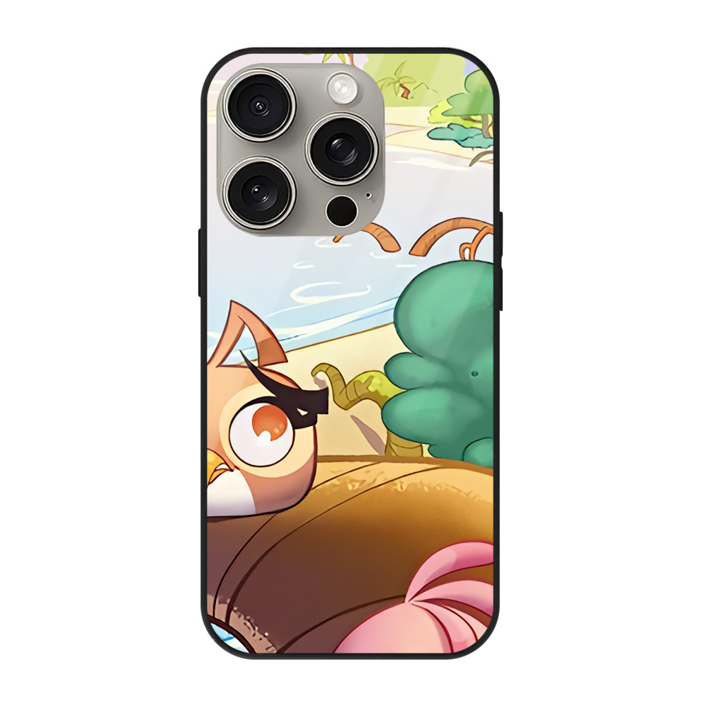 （画像用） Angry Birds アングリーバード 【iPhone15Pro対応】スマホケース 耐衝撃＆黄変防止 背面ガラス