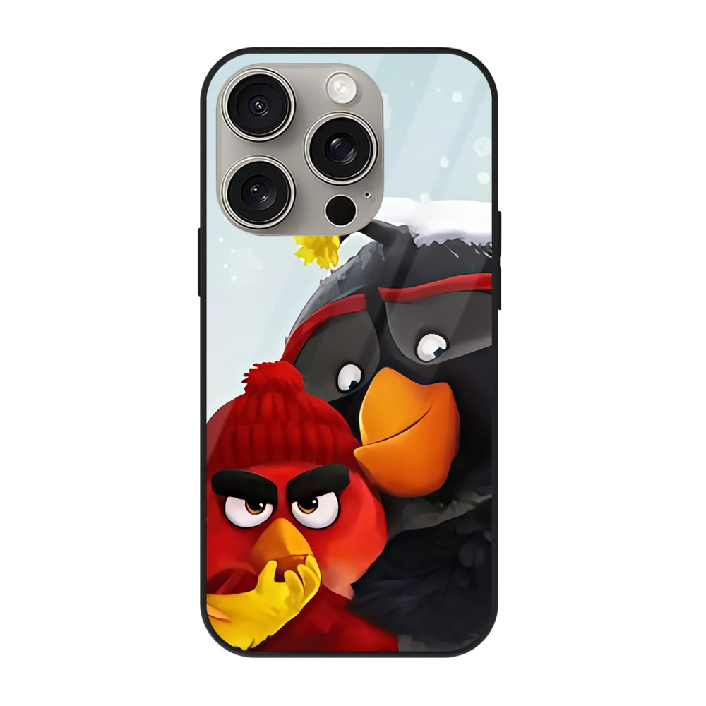 （画像用） Angry Birds アングリーバード 【iPhone15Pro対応】スマホケース 耐衝撃＆黄変防止 背面ガラス