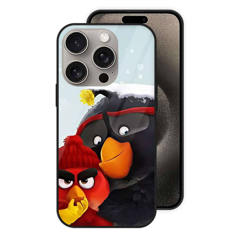 （画像用） Angry Birds アングリーバード 【iPhone15Pro対応】スマホケース 耐衝撃＆黄変防止 背面ガラス