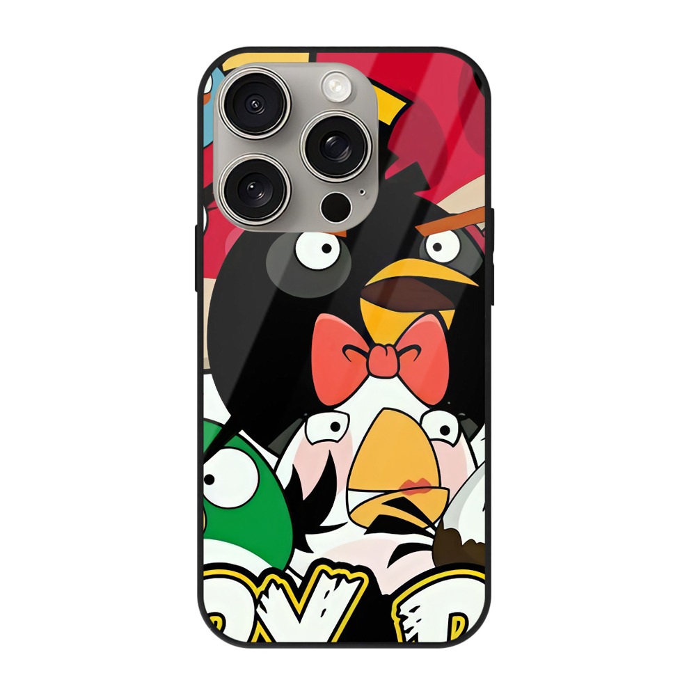 （画像用） Angry Birds アングリーバード 【iPhone15Pro対応】スマホケース 耐衝撃＆黄変防止 背面ガラス