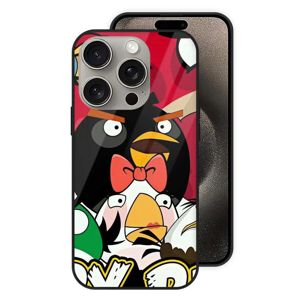 （画像用） Angry Birds アングリーバード 【iPhone15Pro対応】スマホケース 耐衝撃＆黄変防止 背面ガラス