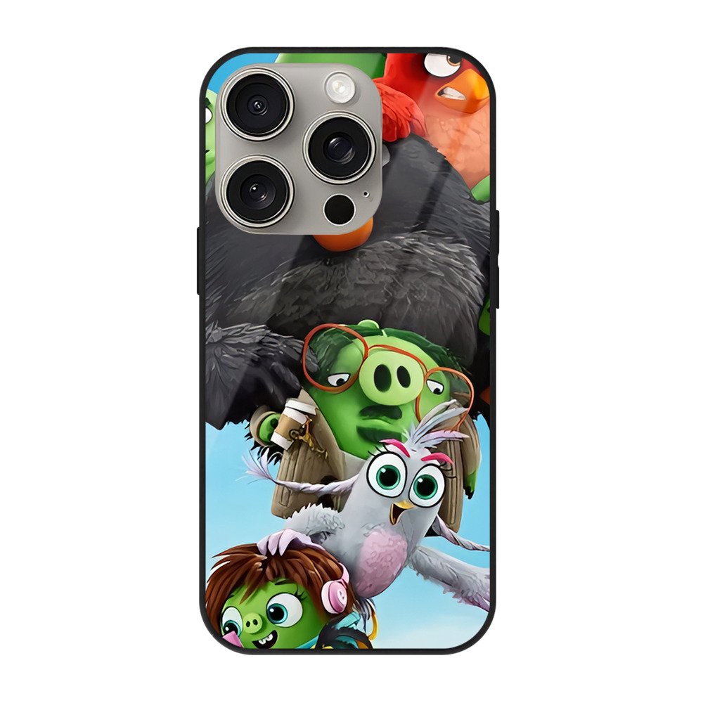 （画像用） Angry Birds アングリーバード 【iPhone15Pro対応】スマホケース 耐衝撃＆黄変防止 背面ガラス