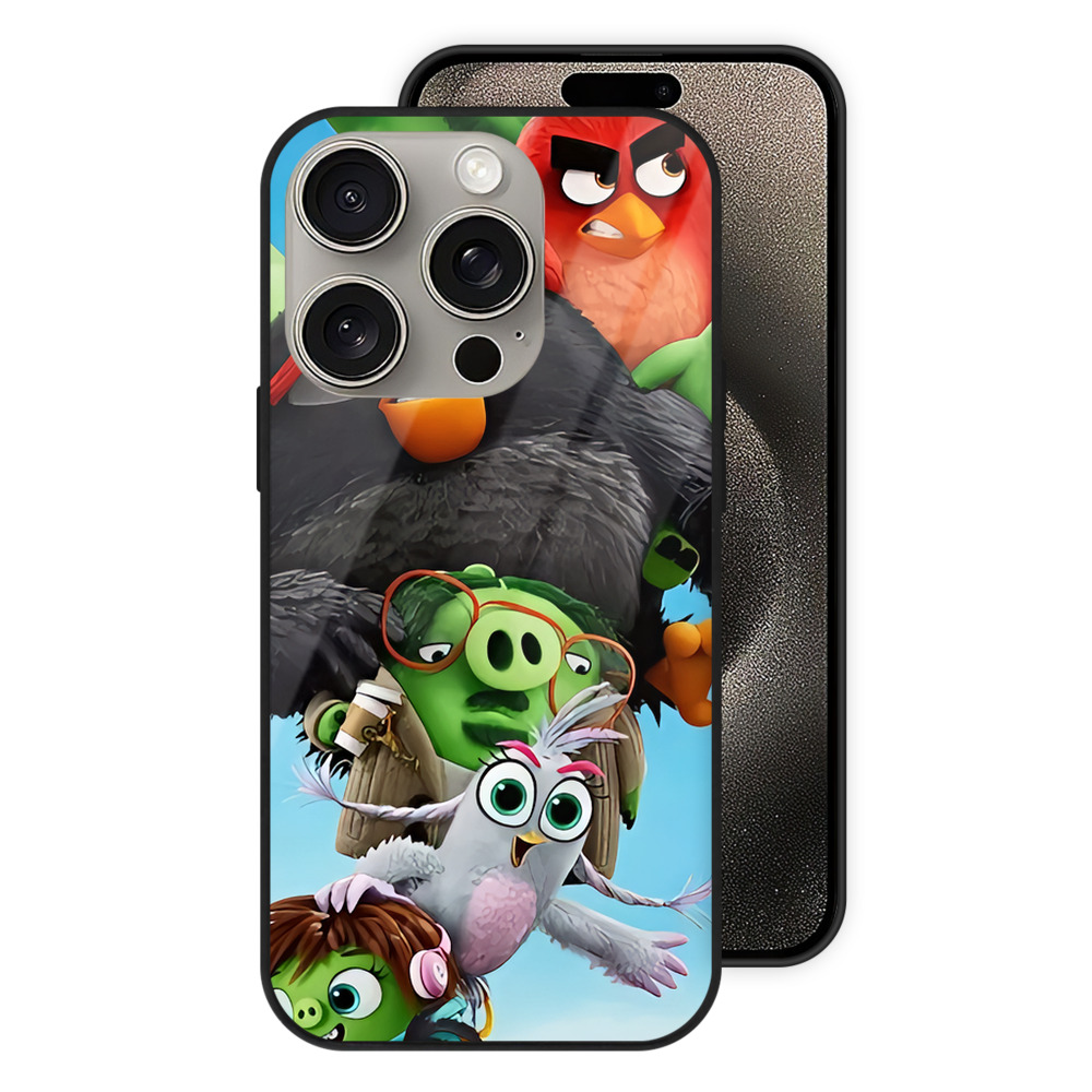 （画像用） Angry Birds アングリーバード 【iPhone15Pro対応】スマホケース 耐衝撃＆黄変防止 背面ガラス