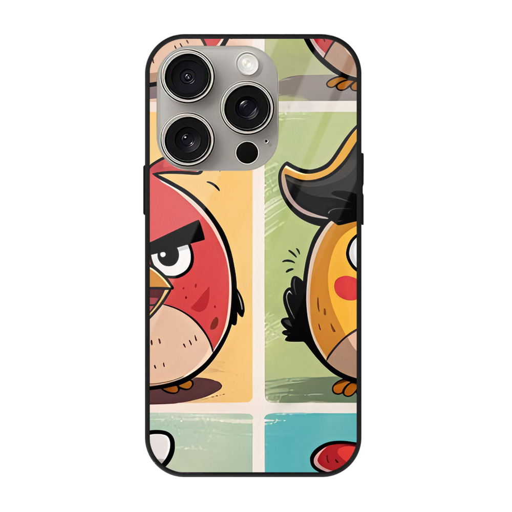 （画像用） Angry Birds アングリーバード 【iPhone15Pro対応】スマホケース 耐衝撃＆黄変防止 背面ガラス