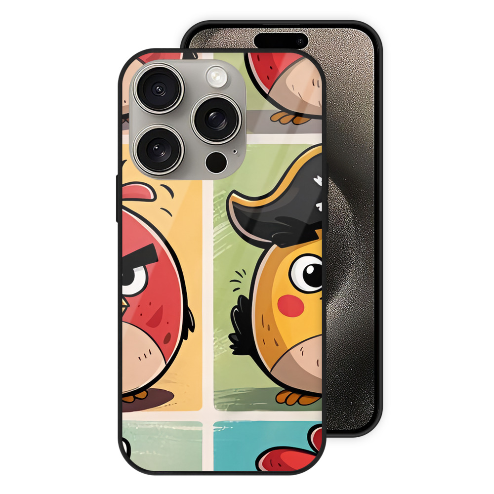 （画像用） Angry Birds アングリーバード 【iPhone15Pro対応】スマホケース 耐衝撃＆黄変防止 背面ガラス