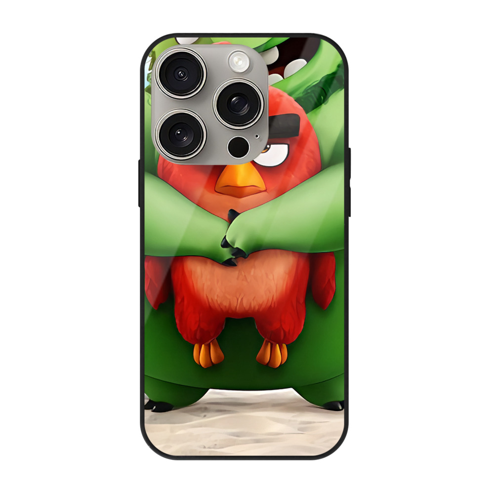 （画像用） Angry Birds アングリーバード 【iPhone15Pro対応】スマホケース 耐衝撃＆黄変防止 背面ガラス