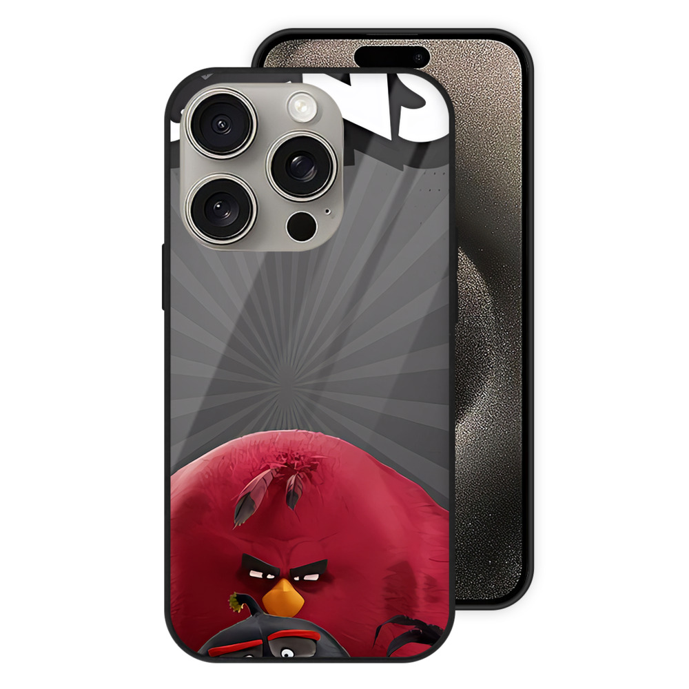 （画像用） Angry Birds アングリーバード 【iPhone15Pro対応】スマホケース 耐衝撃＆黄変防止 背面ガラス