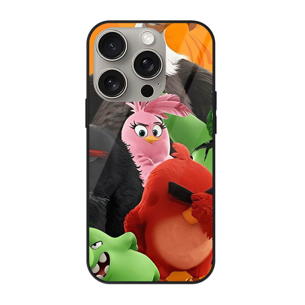 （画像用） Angry Birds アングリーバード 【iPhone15Pro対応】スマホケース 耐衝撃＆黄変防止 背面ガラス