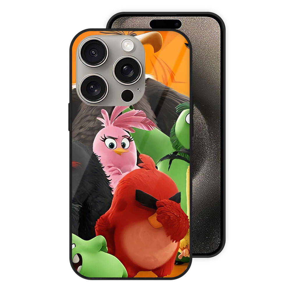 （画像用） Angry Birds アングリーバード 【iPhone15Pro対応】スマホケース 耐衝撃＆黄変防止 背面ガラス