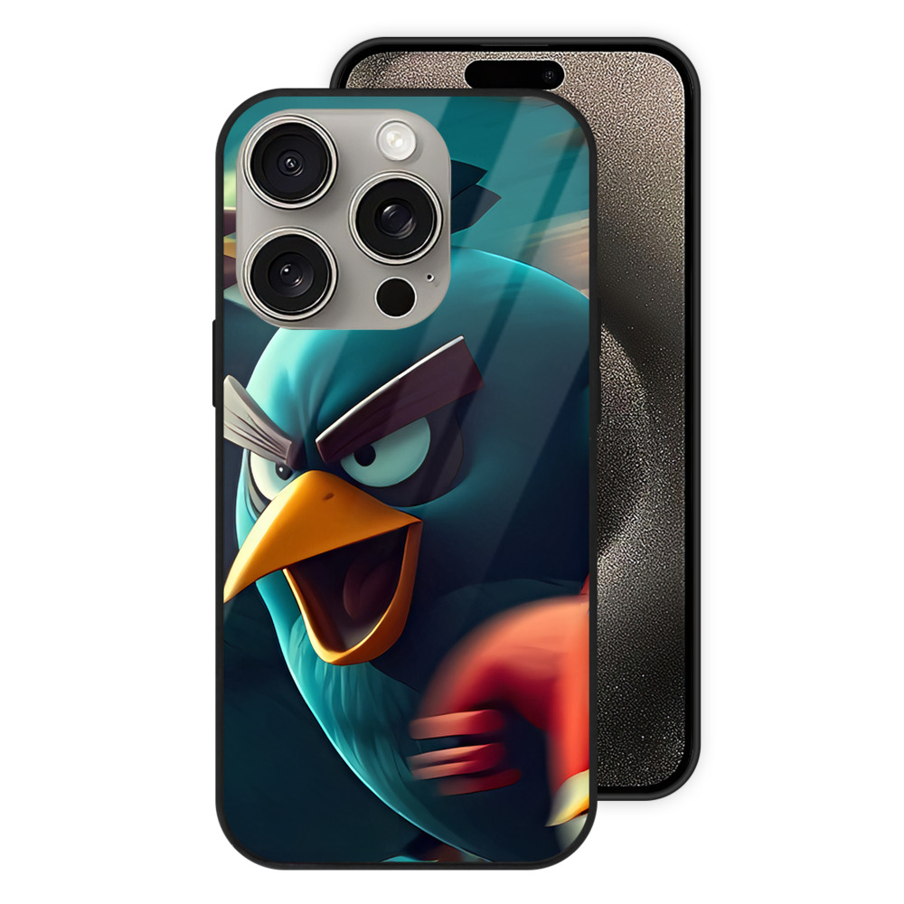 （画像用） Angry Birds アングリーバード 【iPhone15Pro対応】スマホケース 耐衝撃＆黄変防止 背面ガラス