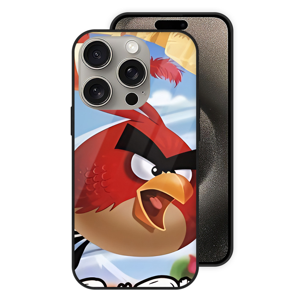 （画像用） Angry Birds アングリーバード 【iPhone15Pro対応】スマホケース 耐衝撃＆黄変防止 背面ガラス