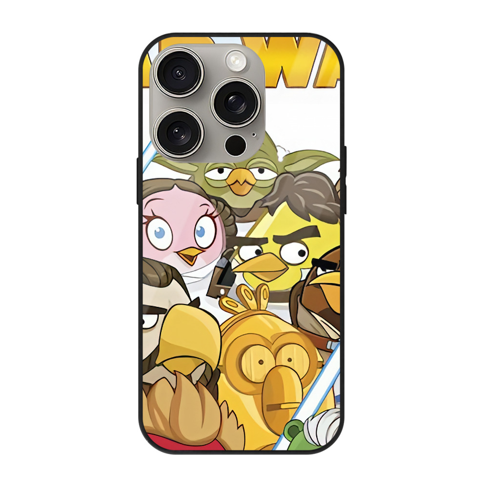 （画像用） Angry Birds アングリーバード 【iPhone15Pro対応】スマホケース 耐衝撃＆黄変防止 背面ガラス