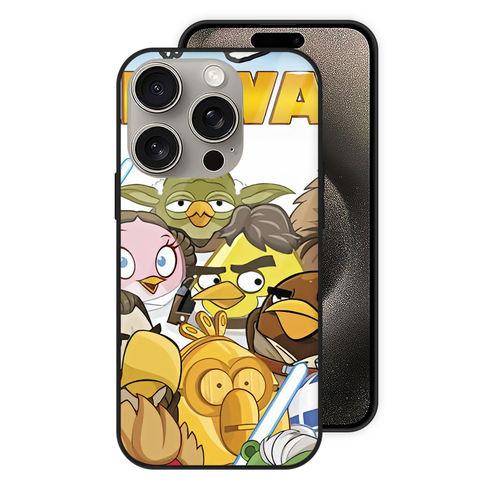 （画像用） Angry Birds アングリーバード 【iPhone15Pro対応】スマホケース 耐衝撃＆黄変防止 背面ガラス