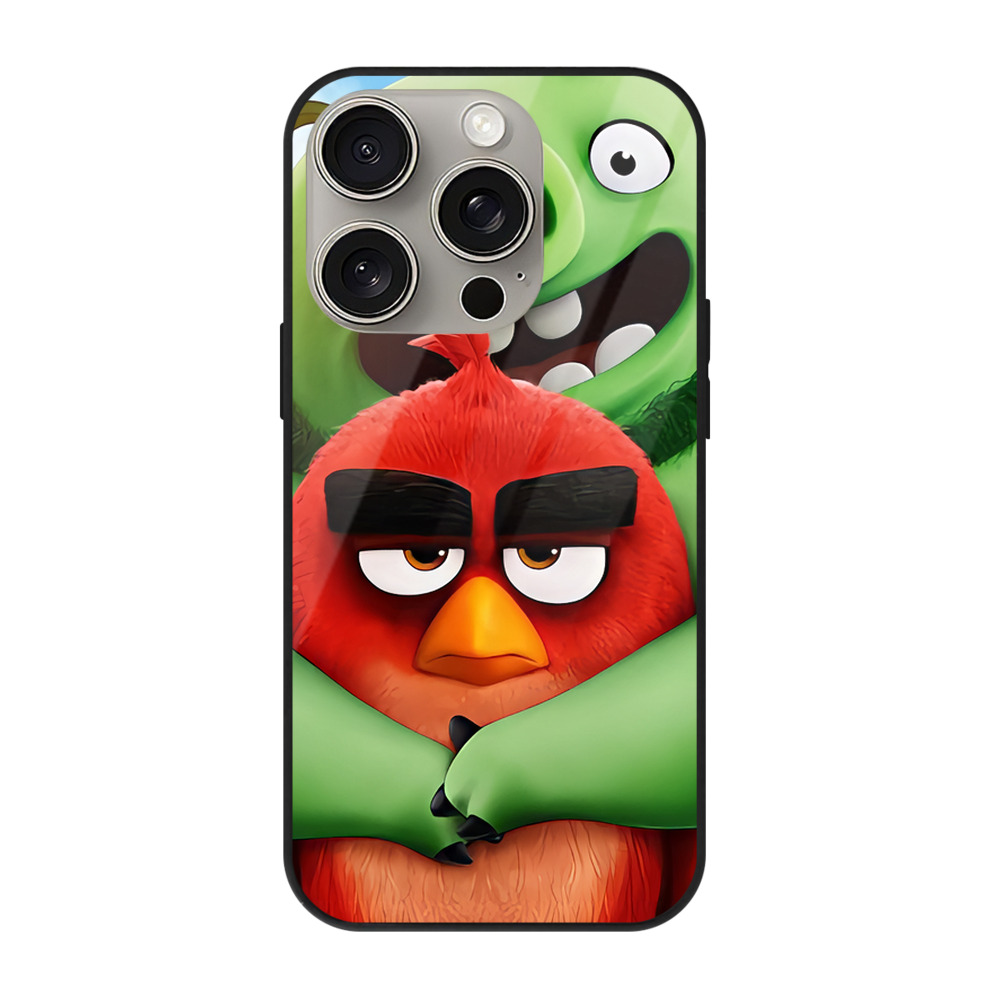 （画像用） Angry Birds アングリーバード 【iPhone15Pro対応】スマホケース 耐衝撃＆黄変防止 背面ガラス