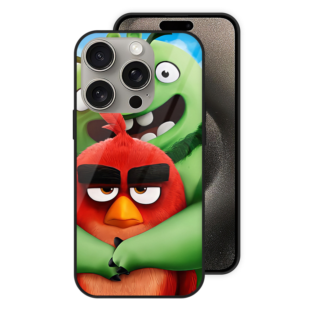 （画像用） Angry Birds アングリーバード 【iPhone15Pro対応】スマホケース 耐衝撃＆黄変防止 背面ガラス