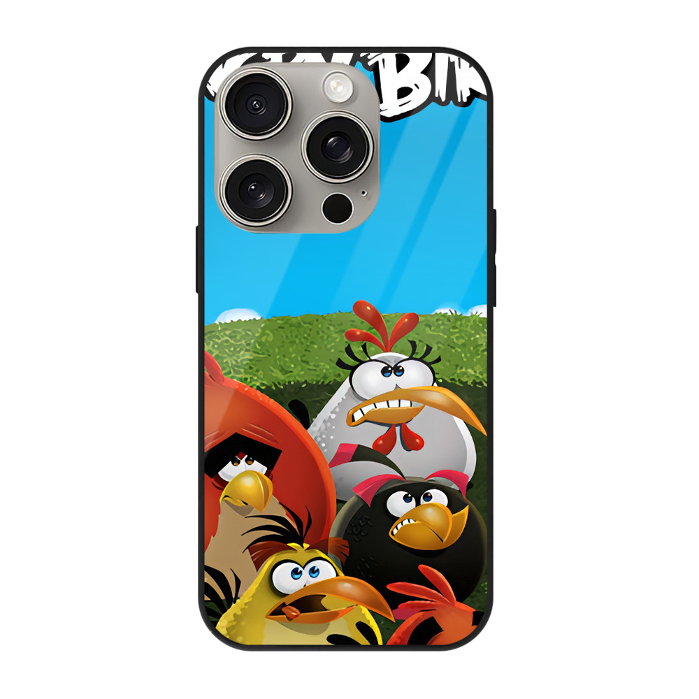 （画像用） Angry Birds アングリーバード 【iPhone15Pro対応】スマホケース 耐衝撃＆黄変防止 背面ガラス
