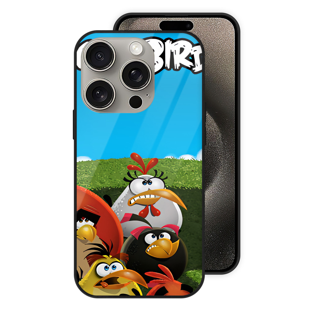 （画像用） Angry Birds アングリーバード 【iPhone15Pro対応】スマホケース 耐衝撃＆黄変防止 背面ガラス