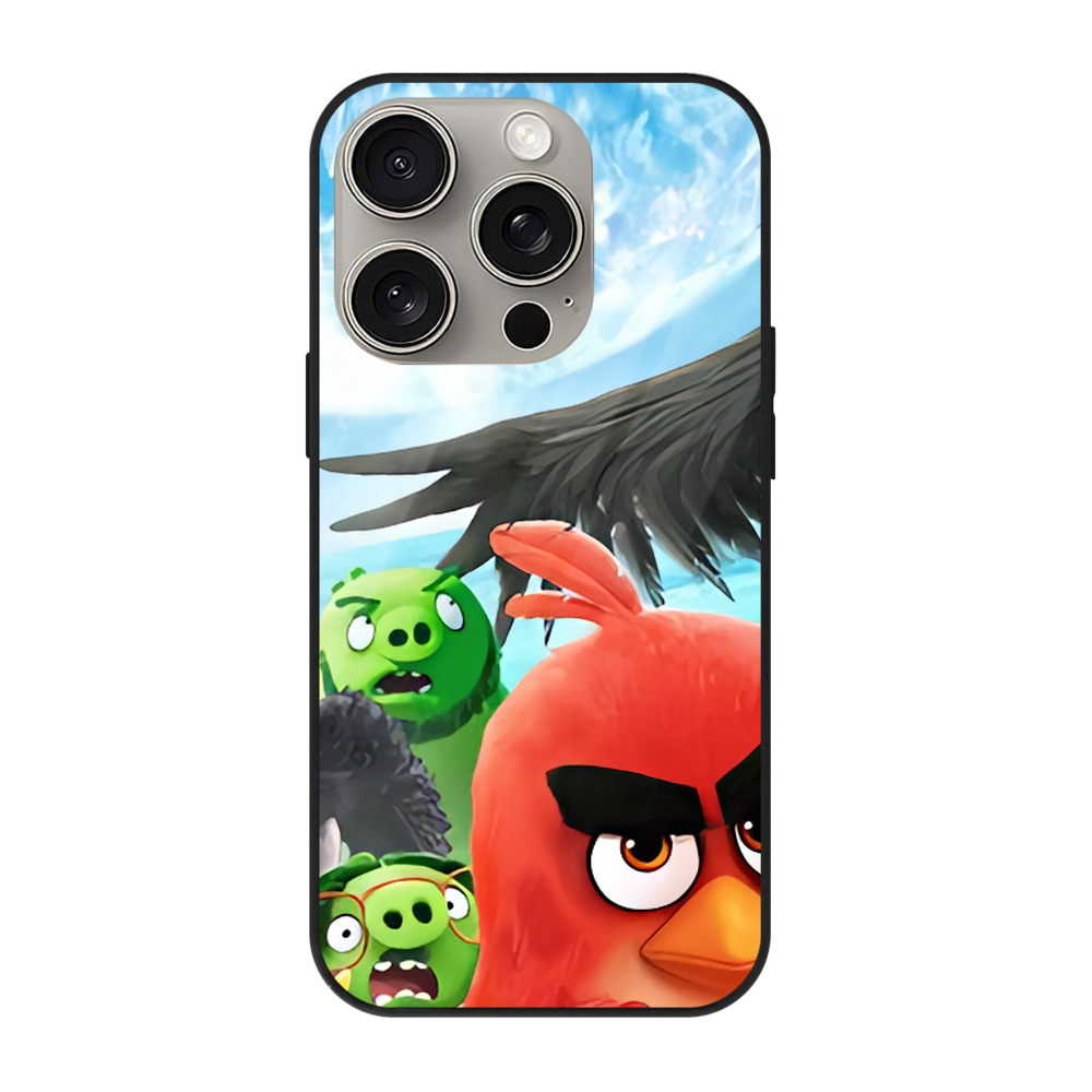 （画像用） Angry Birds アングリーバード 【iPhone15Pro対応】スマホケース 耐衝撃＆黄変防止 背面ガラス