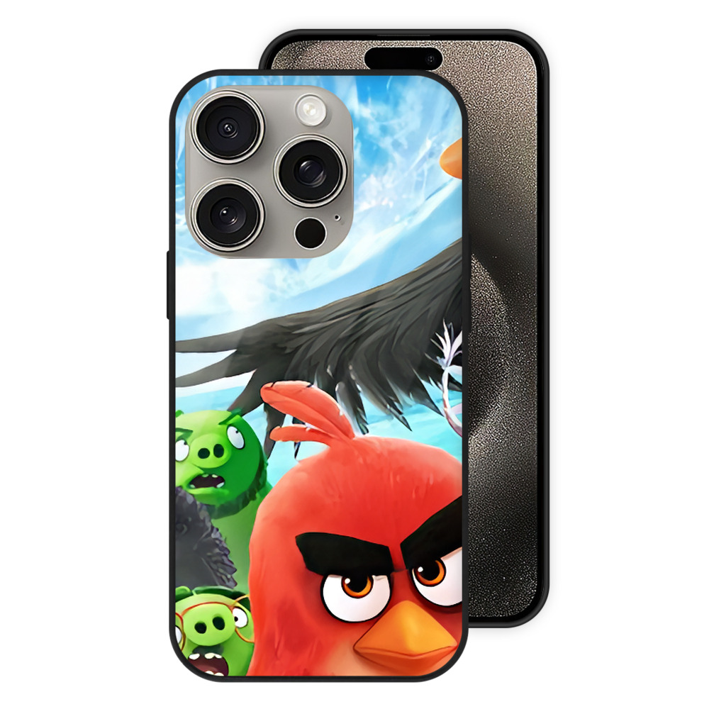 （画像用） Angry Birds アングリーバード 【iPhone15Pro対応】スマホケース 耐衝撃＆黄変防止 背面ガラス