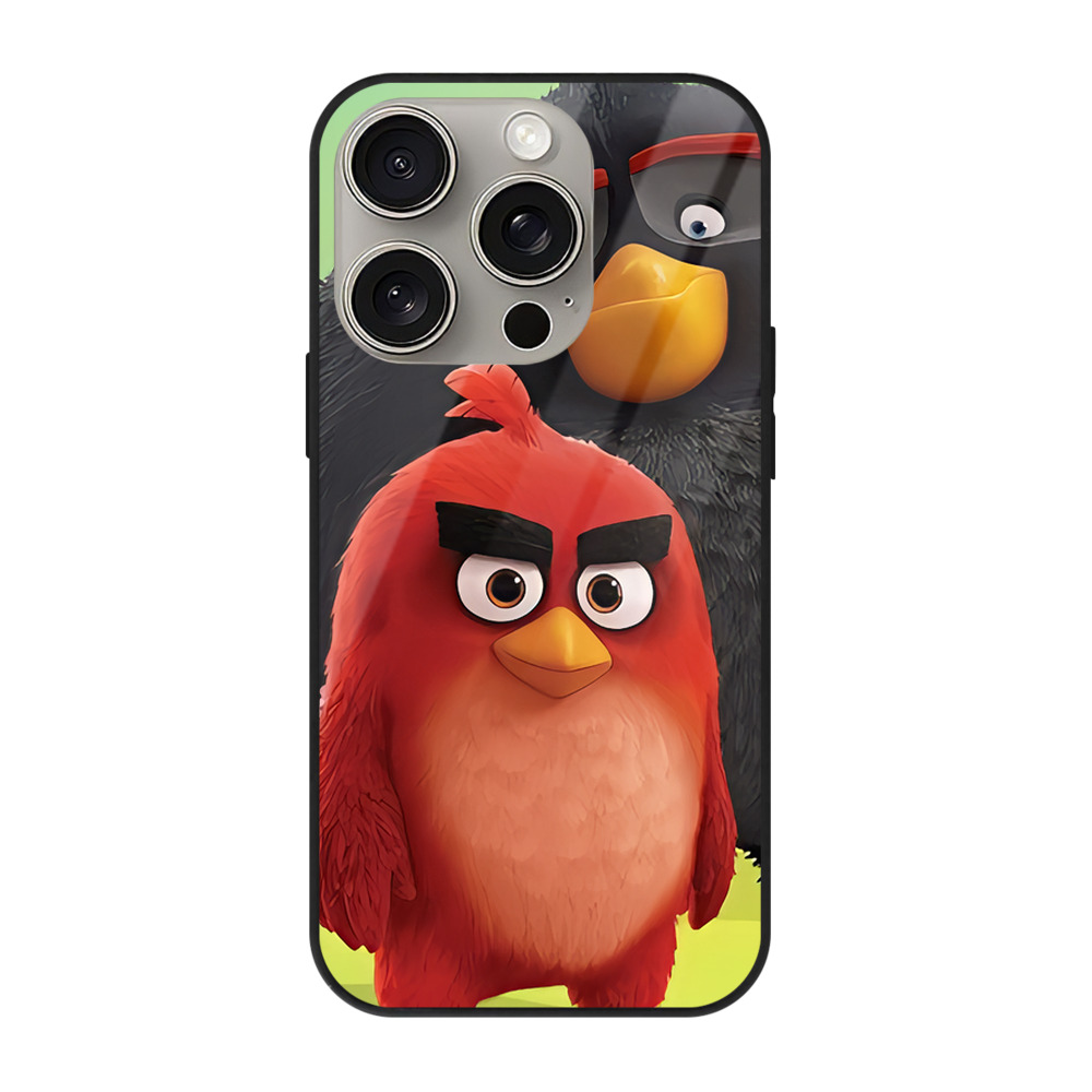 （画像用） Angry Birds アングリーバード 【iPhone15Pro対応】スマホケース 耐衝撃＆黄変防止 背面ガラス