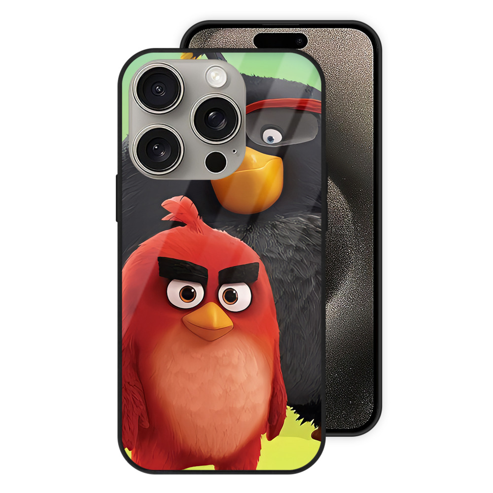 （画像用） Angry Birds アングリーバード 【iPhone15Pro対応】スマホケース 耐衝撃＆黄変防止 背面ガラス