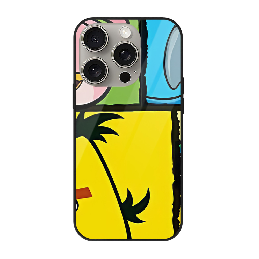 （画像用） Angry Birds アングリーバード 【iPhone15Pro対応】スマホケース 耐衝撃＆黄変防止 背面ガラス