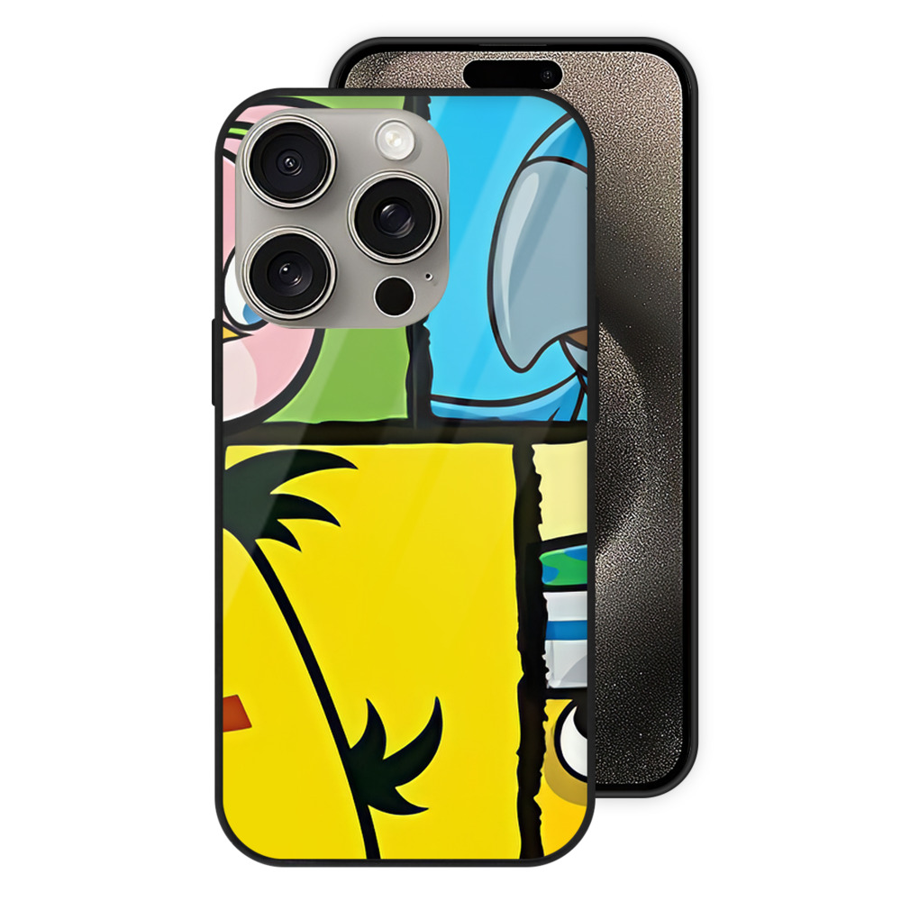 （画像用） Angry Birds アングリーバード 【iPhone15Pro対応】スマホケース 耐衝撃＆黄変防止 背面ガラス