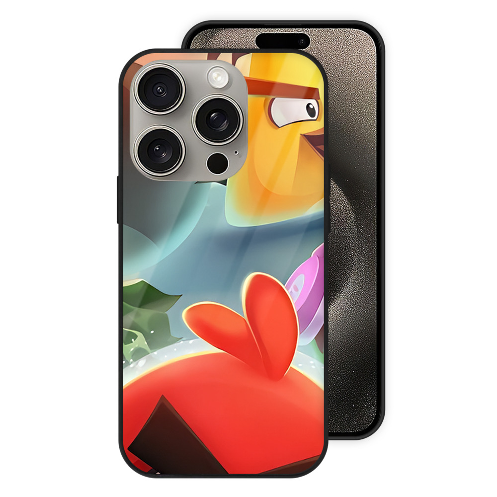 （画像用） Angry Birds アングリーバード 【iPhone15Pro対応】スマホケース 耐衝撃＆黄変防止 背面ガラス