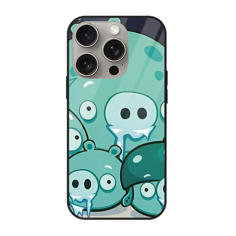 （画像用） Angry Birds アングリーバード 【iPhone15Pro対応】スマホケース 耐衝撃＆黄変防止 背面ガラス