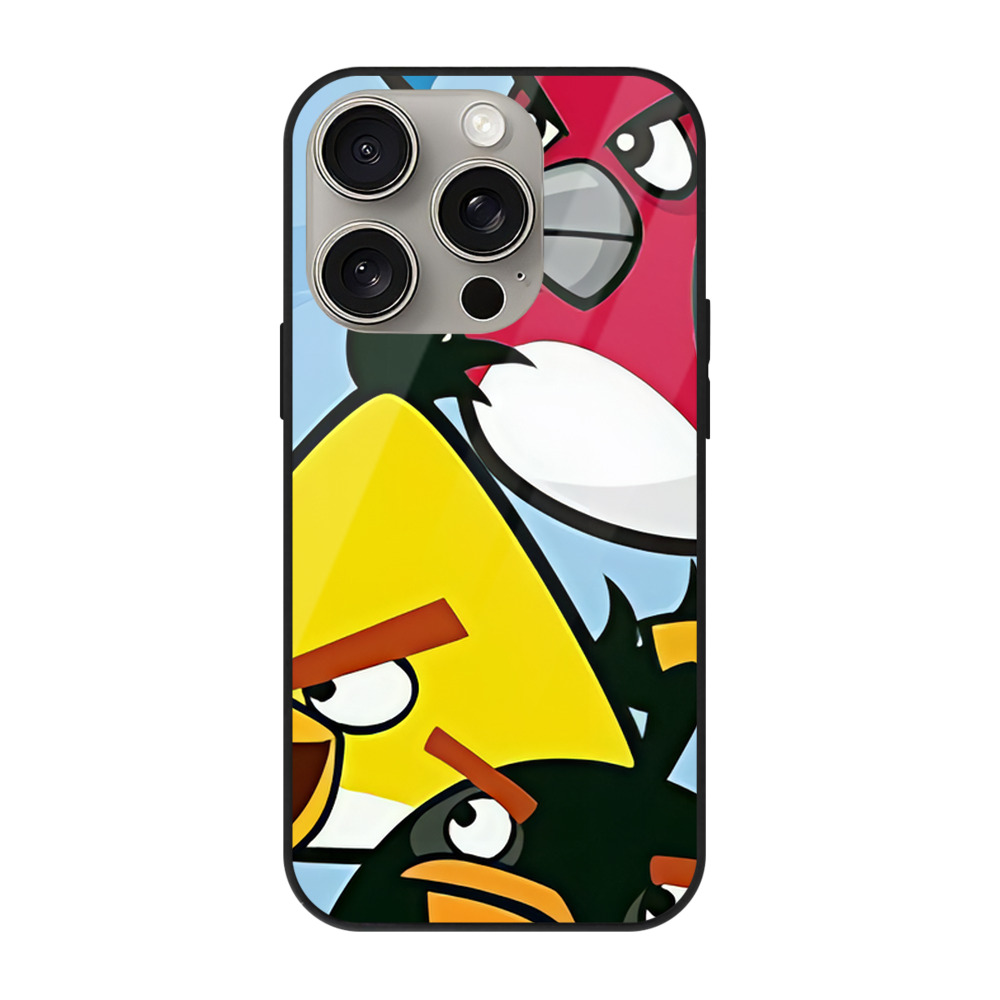 （画像用） Angry Birds アングリーバード 【iPhone15Pro対応】スマホケース 耐衝撃＆黄変防止 背面ガラス