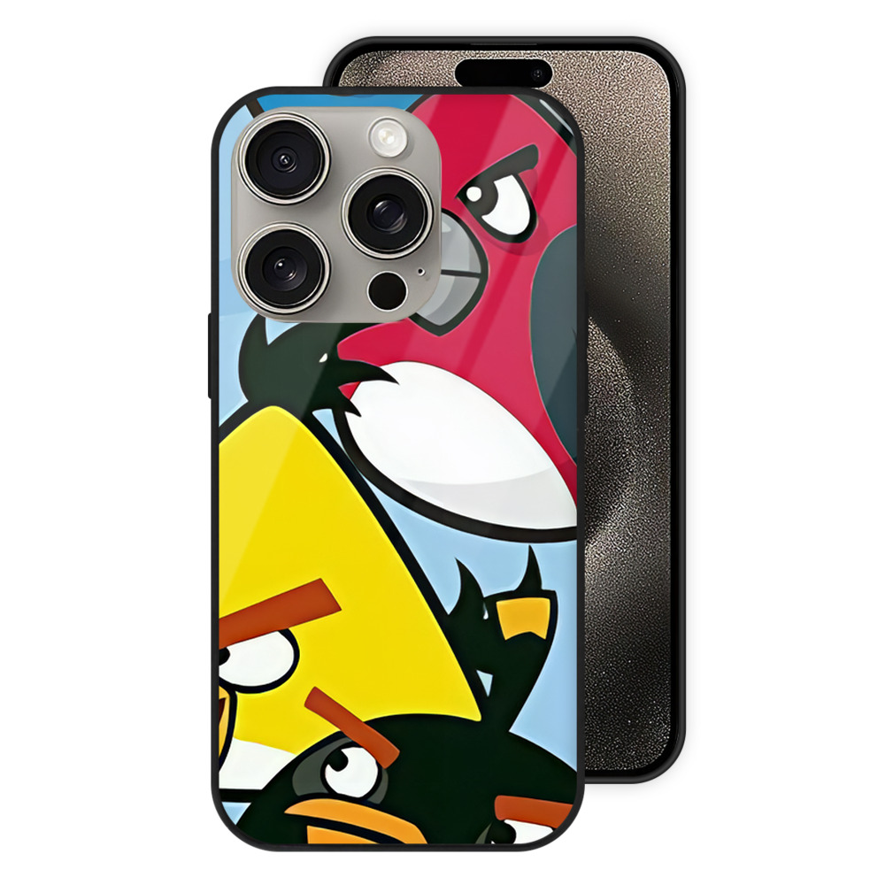 （画像用） Angry Birds アングリーバード 【iPhone15Pro対応】スマホケース 耐衝撃＆黄変防止 背面ガラス