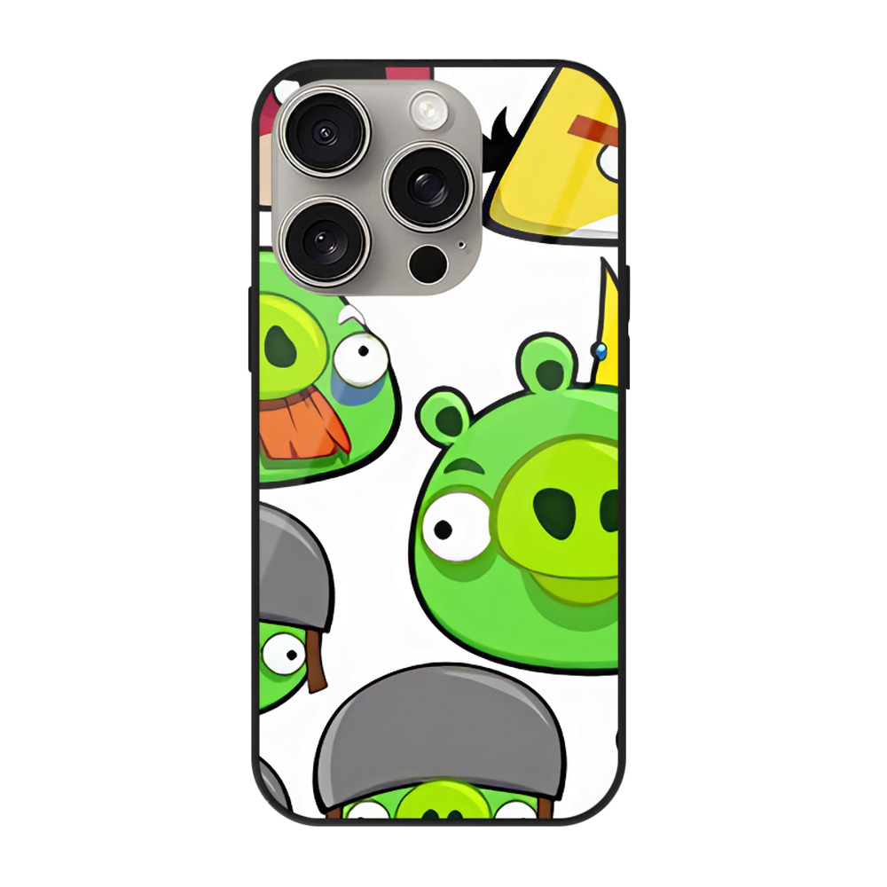 （画像用） Angry Birds アングリーバード 【iPhone15Pro対応】スマホケース 耐衝撃＆黄変防止 背面ガラス