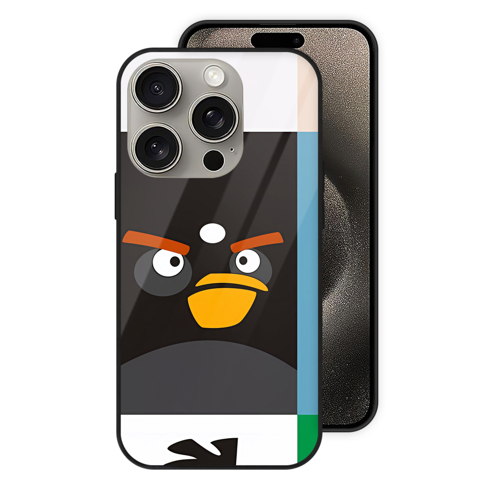 （画像用） Angry Birds アングリーバード 【iPhone15Pro対応】スマホケース 耐衝撃＆黄変防止 背面ガラス