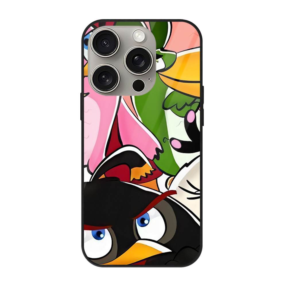 （画像用） Angry Birds アングリーバード 【iPhone15Pro対応】スマホケース 耐衝撃＆黄変防止 背面ガラス