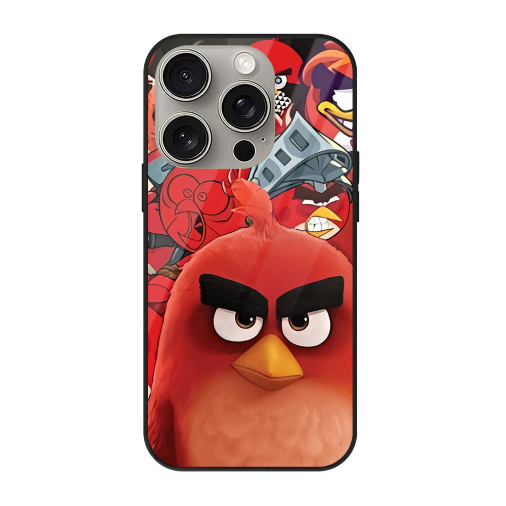 （画像用） Angry Birds アングリーバード 【iPhone15Pro対応】スマホケース 耐衝撃＆黄変防止 背面ガラス