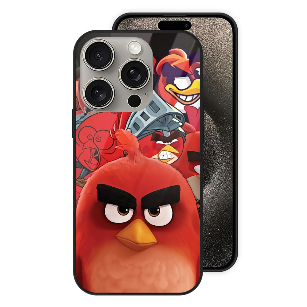 （画像用） Angry Birds アングリーバード 【iPhone15Pro対応】スマホケース 耐衝撃＆黄変防止 背面ガラス