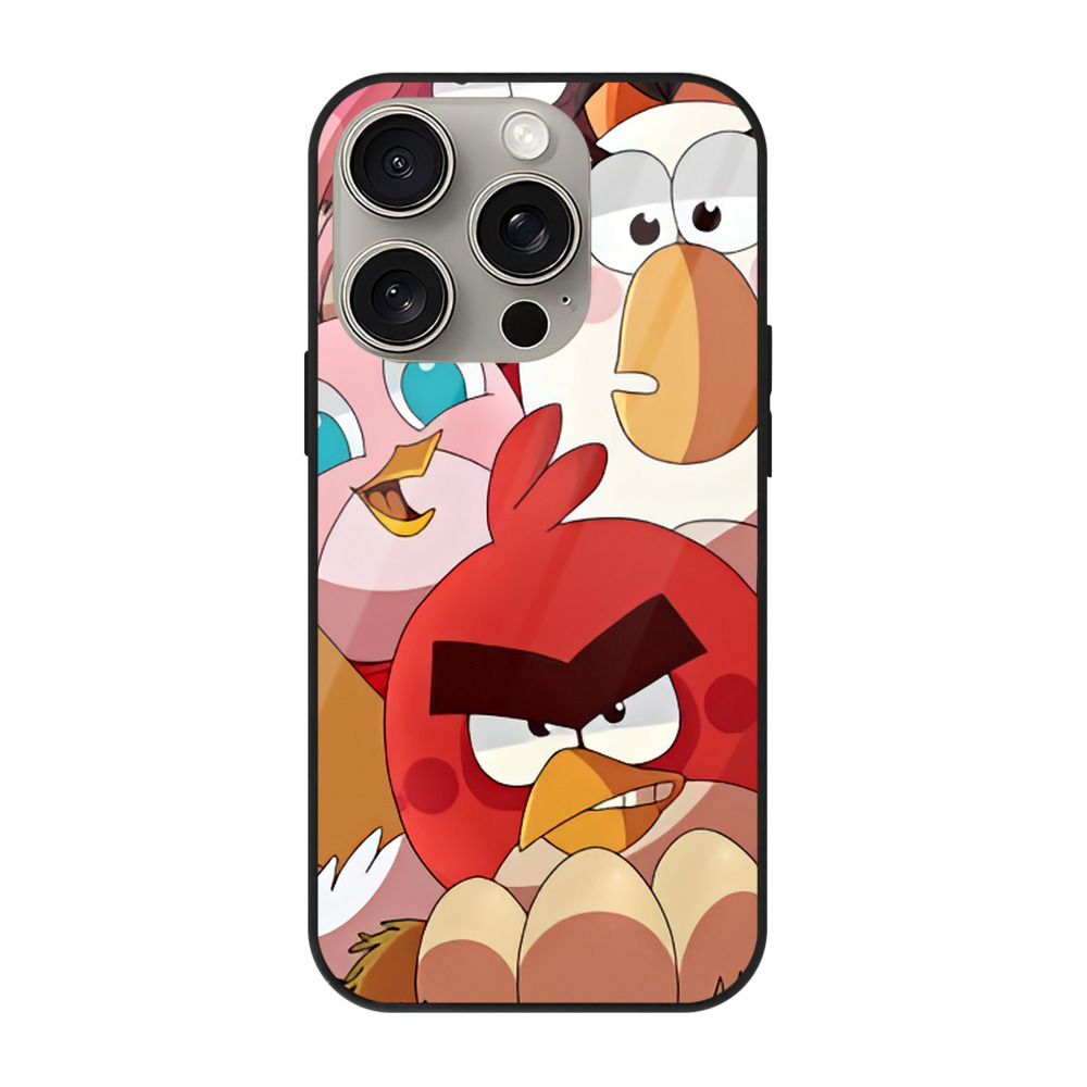 （画像用） Angry Birds アングリーバード 【iPhone15Pro対応】スマホケース 耐衝撃＆黄変防止 背面ガラス