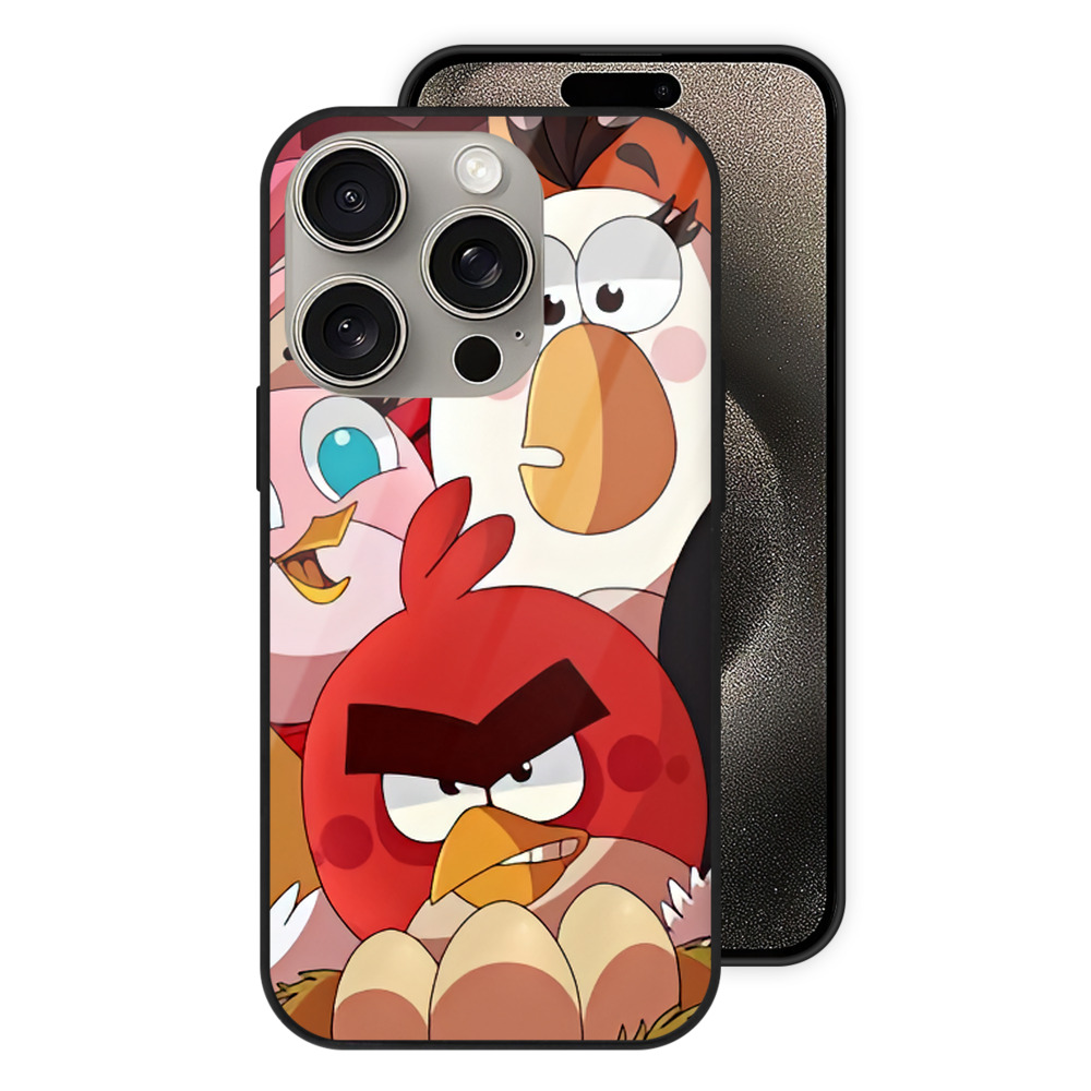 （画像用） Angry Birds アングリーバード 【iPhone15Pro対応】スマホケース 耐衝撃＆黄変防止 背面ガラス