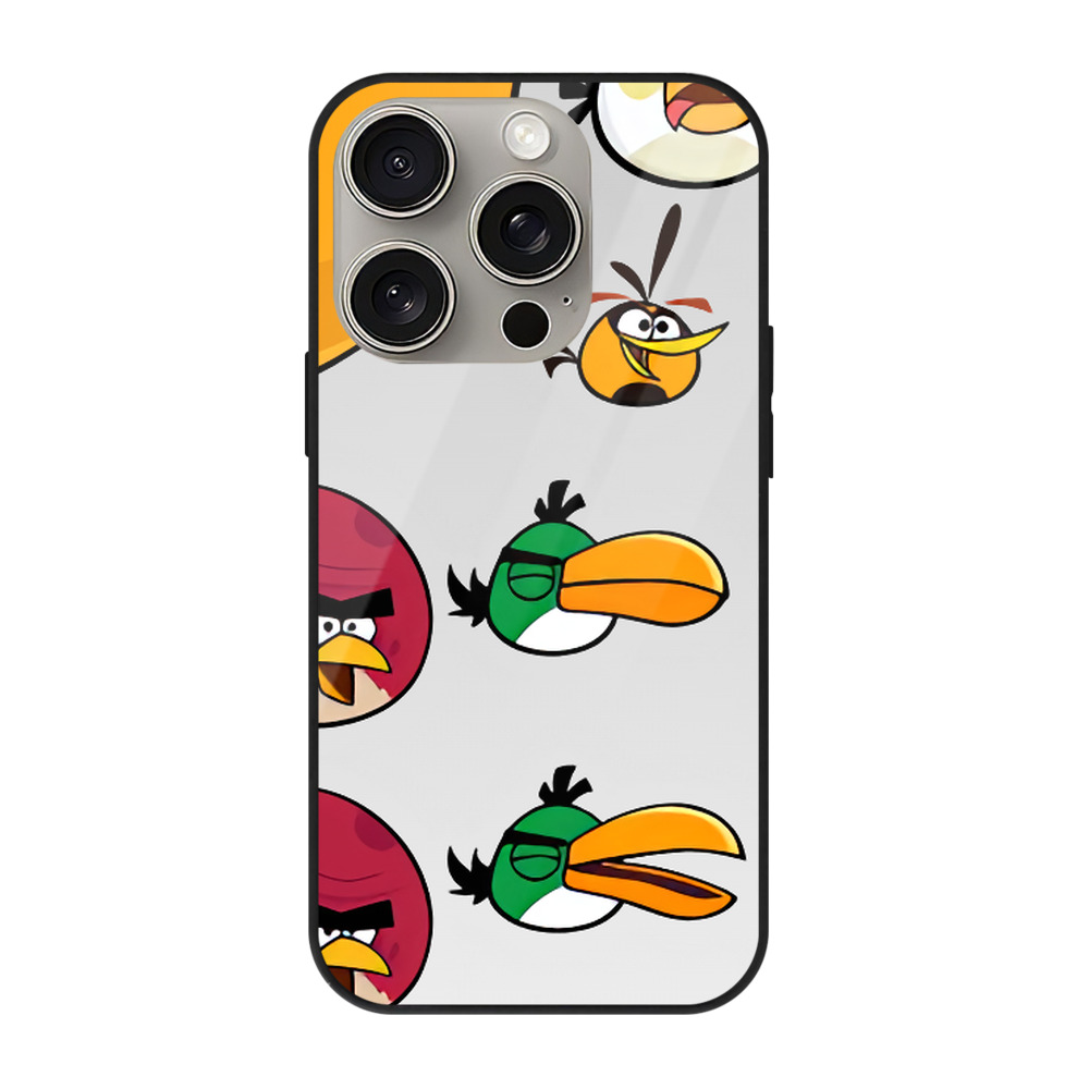 （画像用） Angry Birds アングリーバード 【iPhone15Pro対応】スマホケース 耐衝撃＆黄変防止 背面ガラス