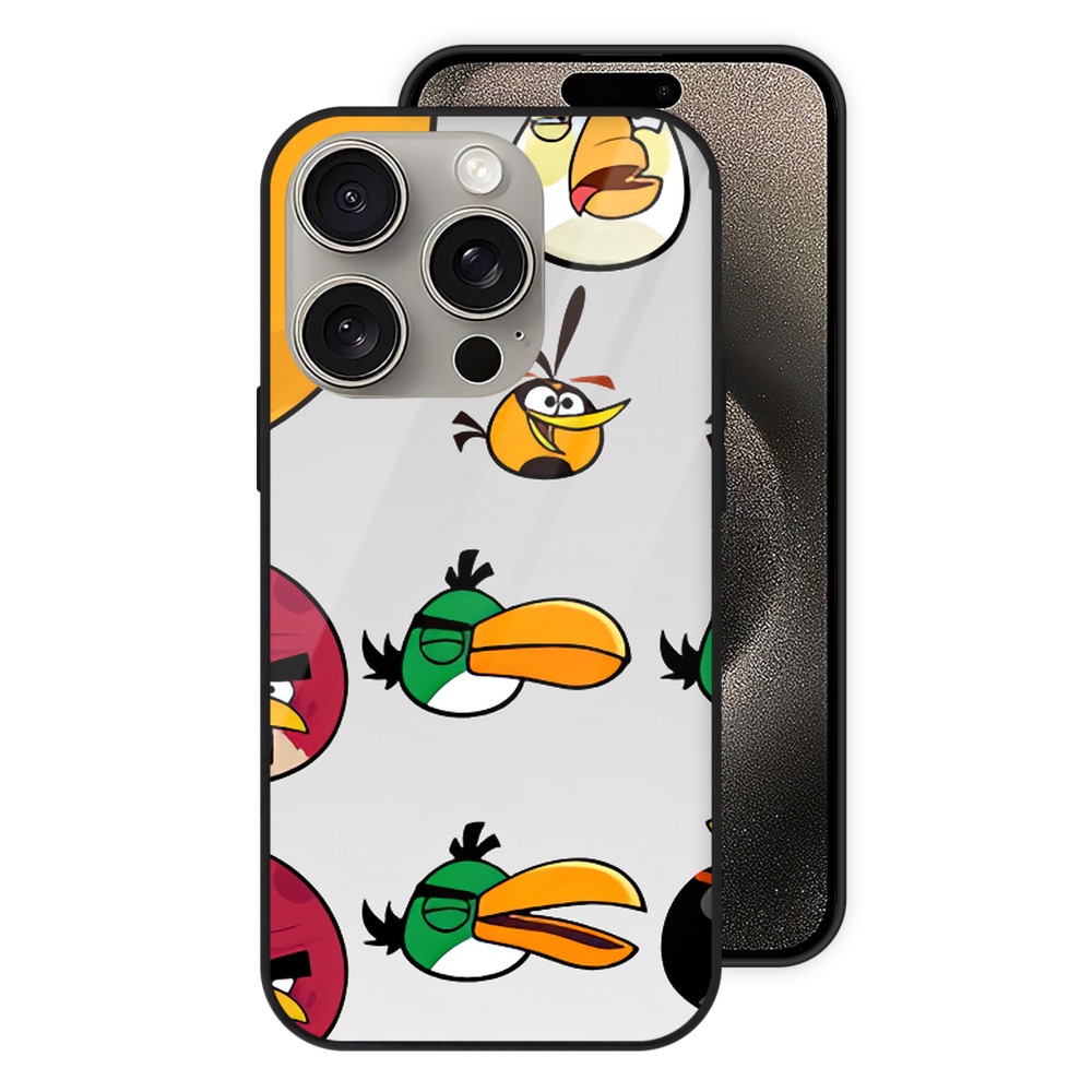 （画像用） Angry Birds アングリーバード 【iPhone15Pro対応】スマホケース 耐衝撃＆黄変防止 背面ガラス