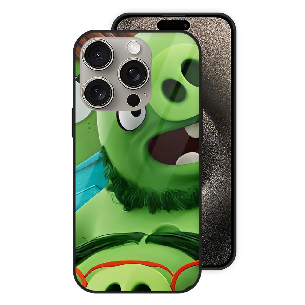 （画像用） Angry Birds アングリーバード 【iPhone15Pro対応】スマホケース 耐衝撃＆黄変防止 背面ガラス