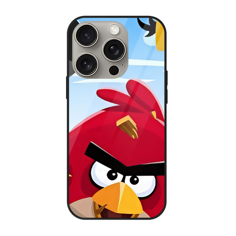 （画像用） Angry Birds アングリーバード 【iPhone15Pro対応】スマホケース 耐衝撃＆黄変防止 背面ガラス