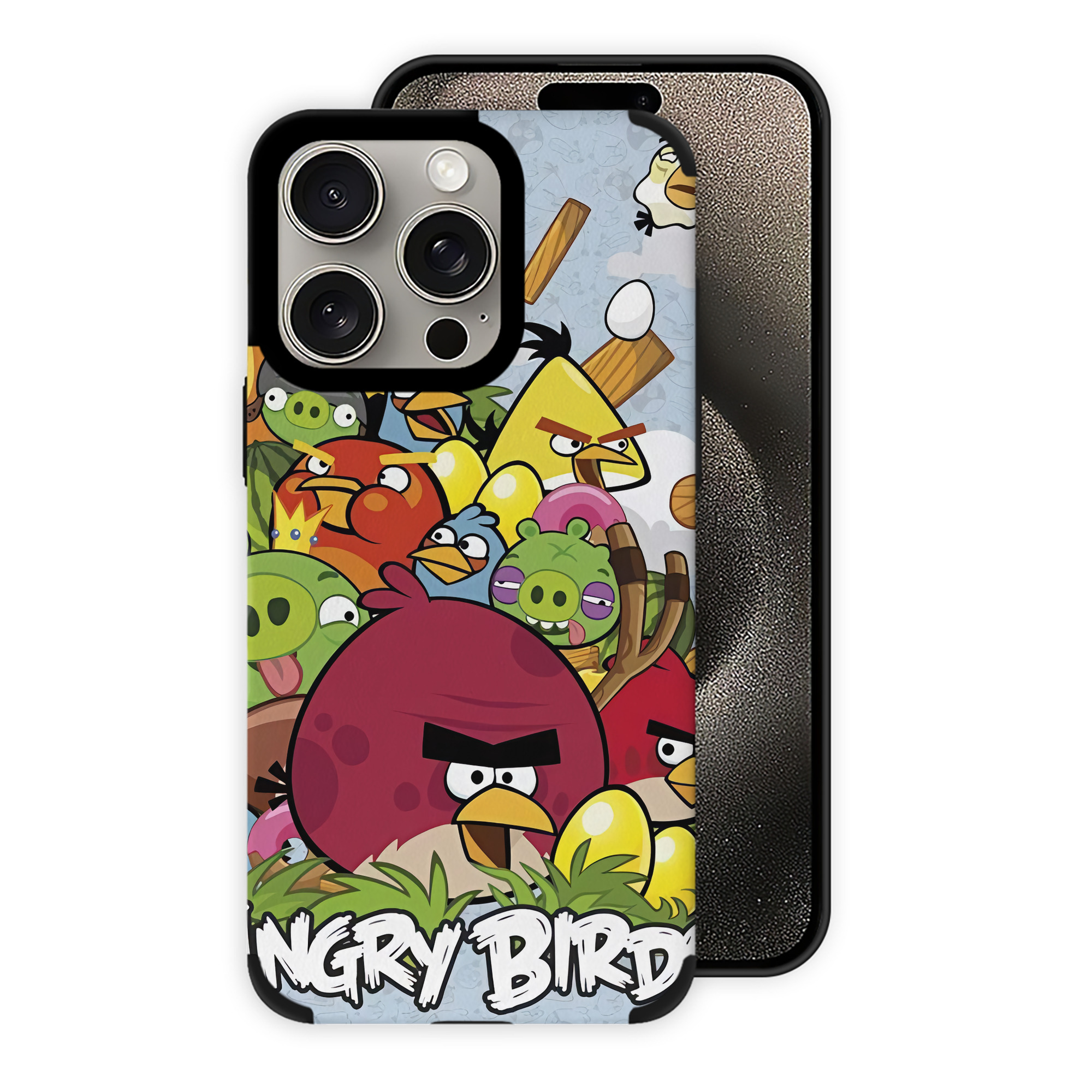 （画像用） Angry Birds アングリーバード 【iPhone15ProMax対応】 PUレザー スマホケース 耐衝撃＆黄変防止