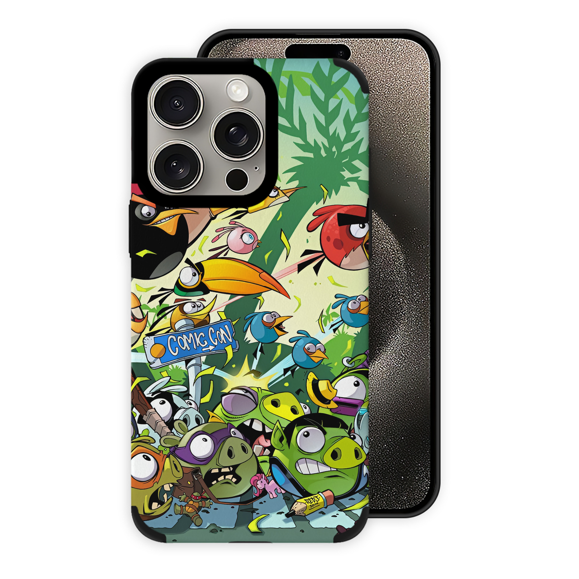 （画像用） Angry Birds アングリーバード 【iPhone15ProMax対応】 PUレザー スマホケース 耐衝撃＆黄変防止